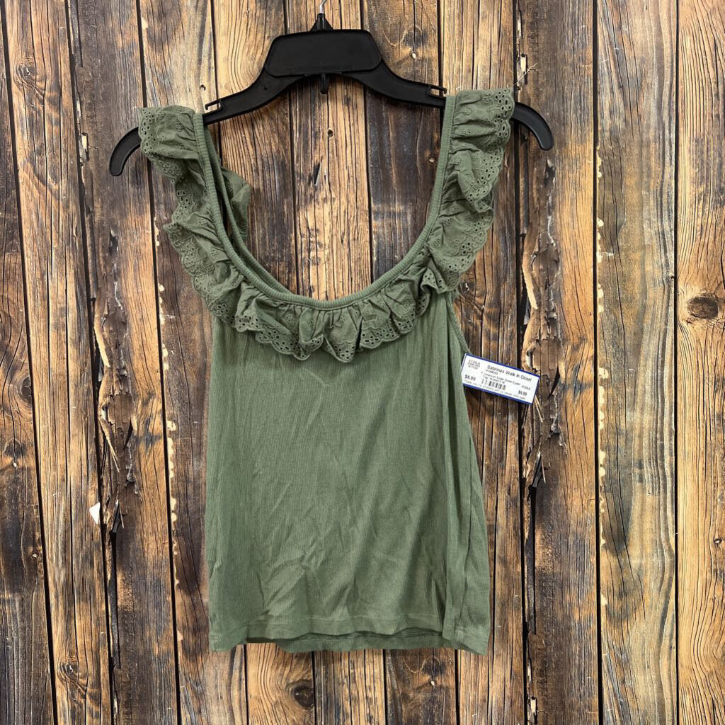 American Eagle Green Eyelet Top, Women's M