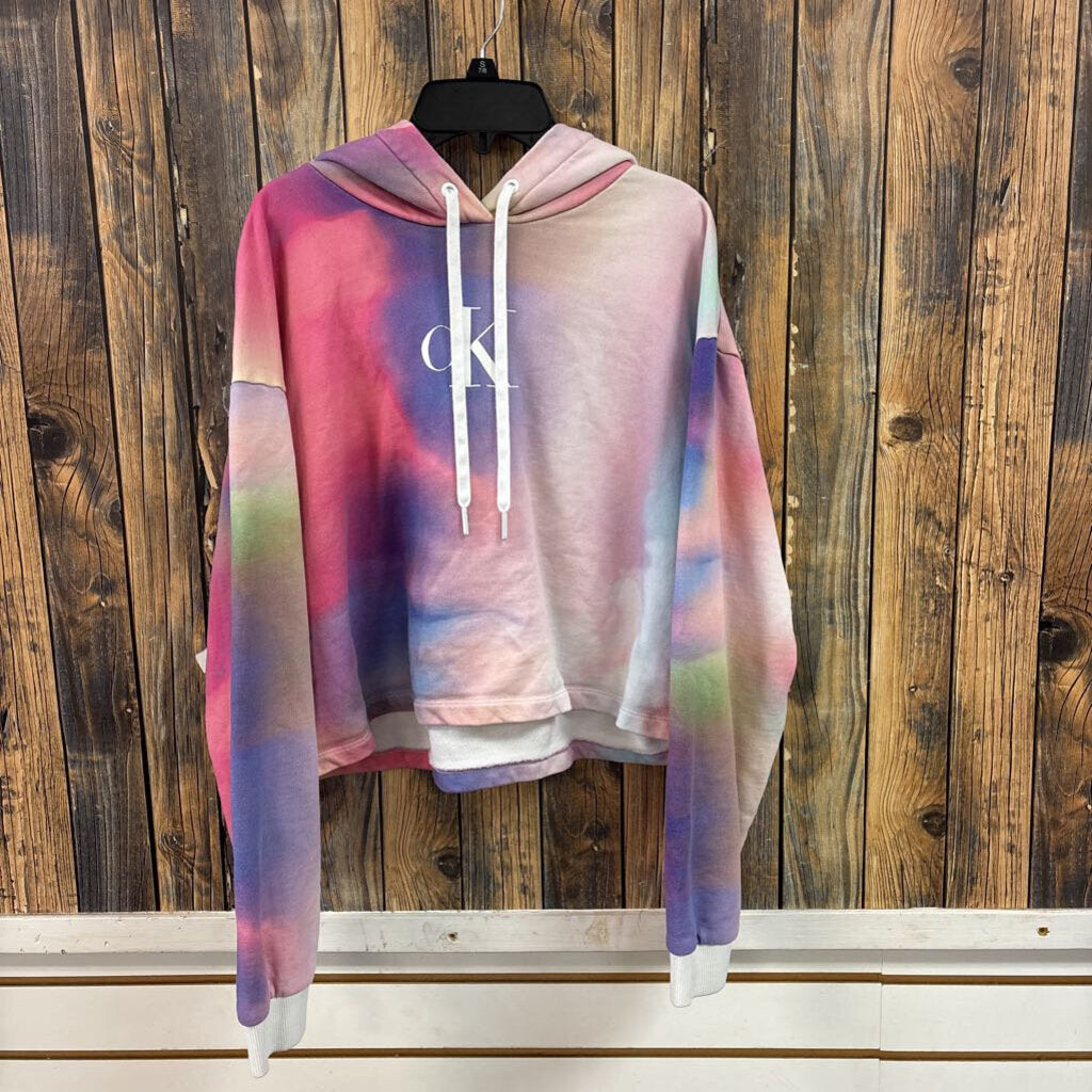 Calvin Klein Tie Dye Crop Pullover, Womens L