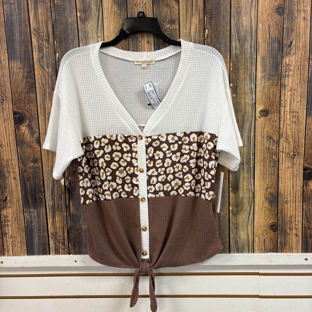 NWT Tri-Tone Animal Print Waffle Knit Top, Womens 1X