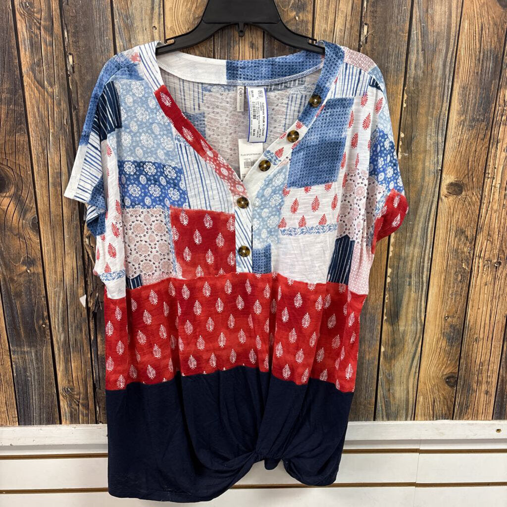 NWT Buttery Soft Cato RWB Top, Womens 18/20