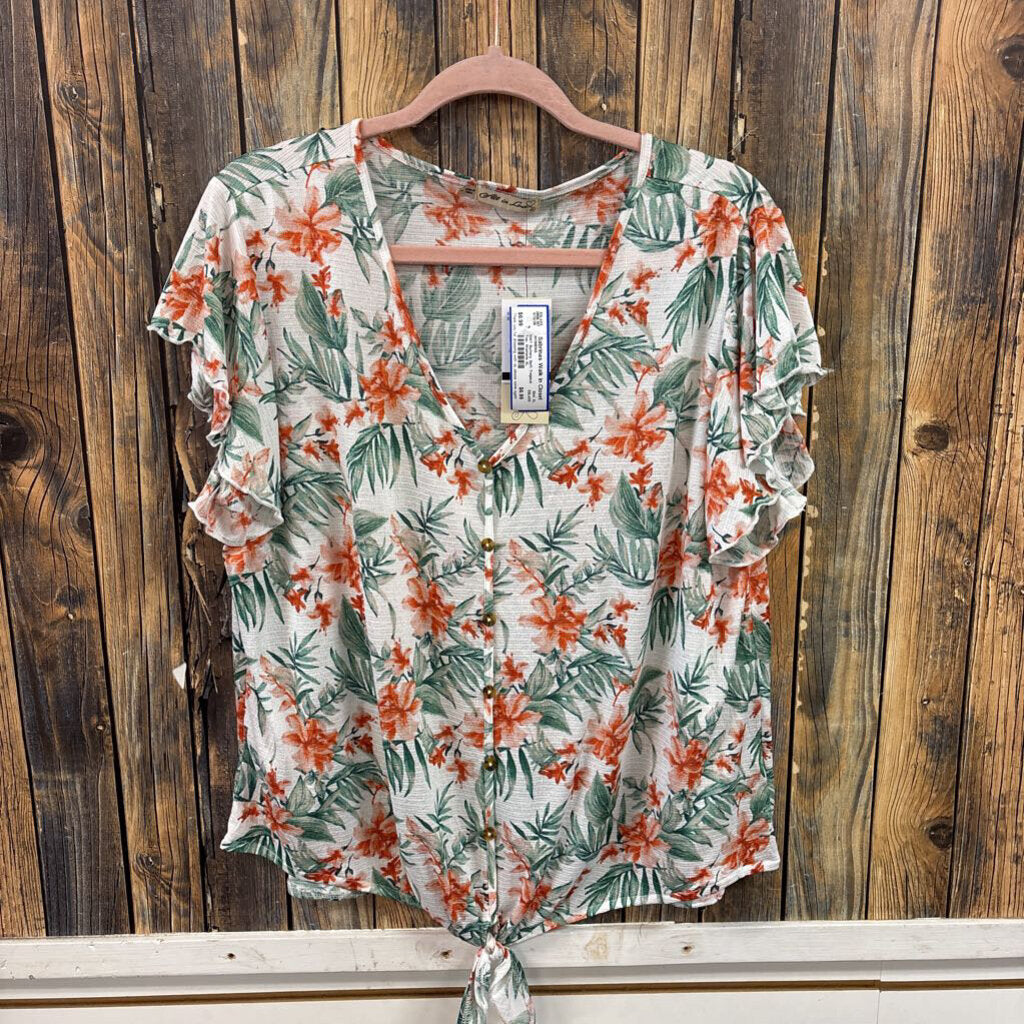NWT Buttery Soft Tropical Top, Womens XL