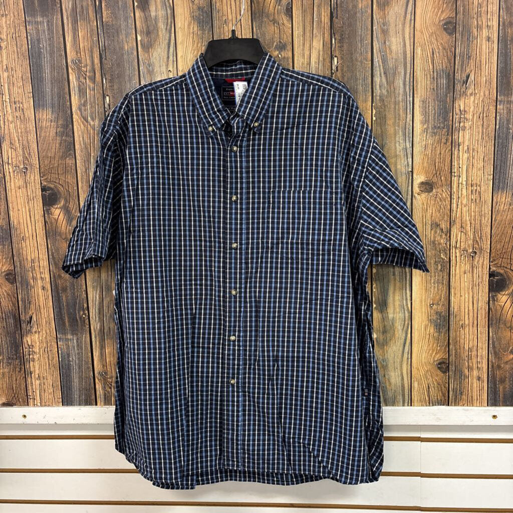 Wrangler Blue Plaid Button Up, Mens XL
