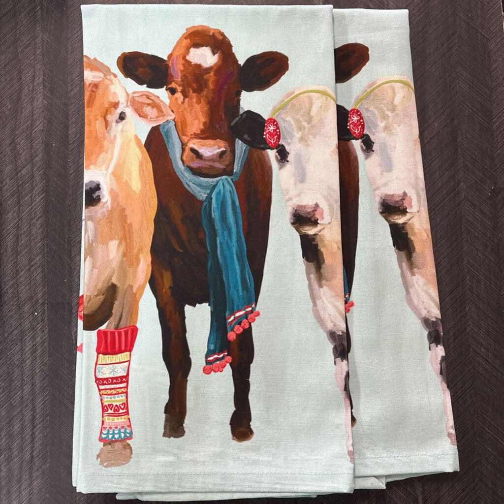 2 PC Cow Dish Towels