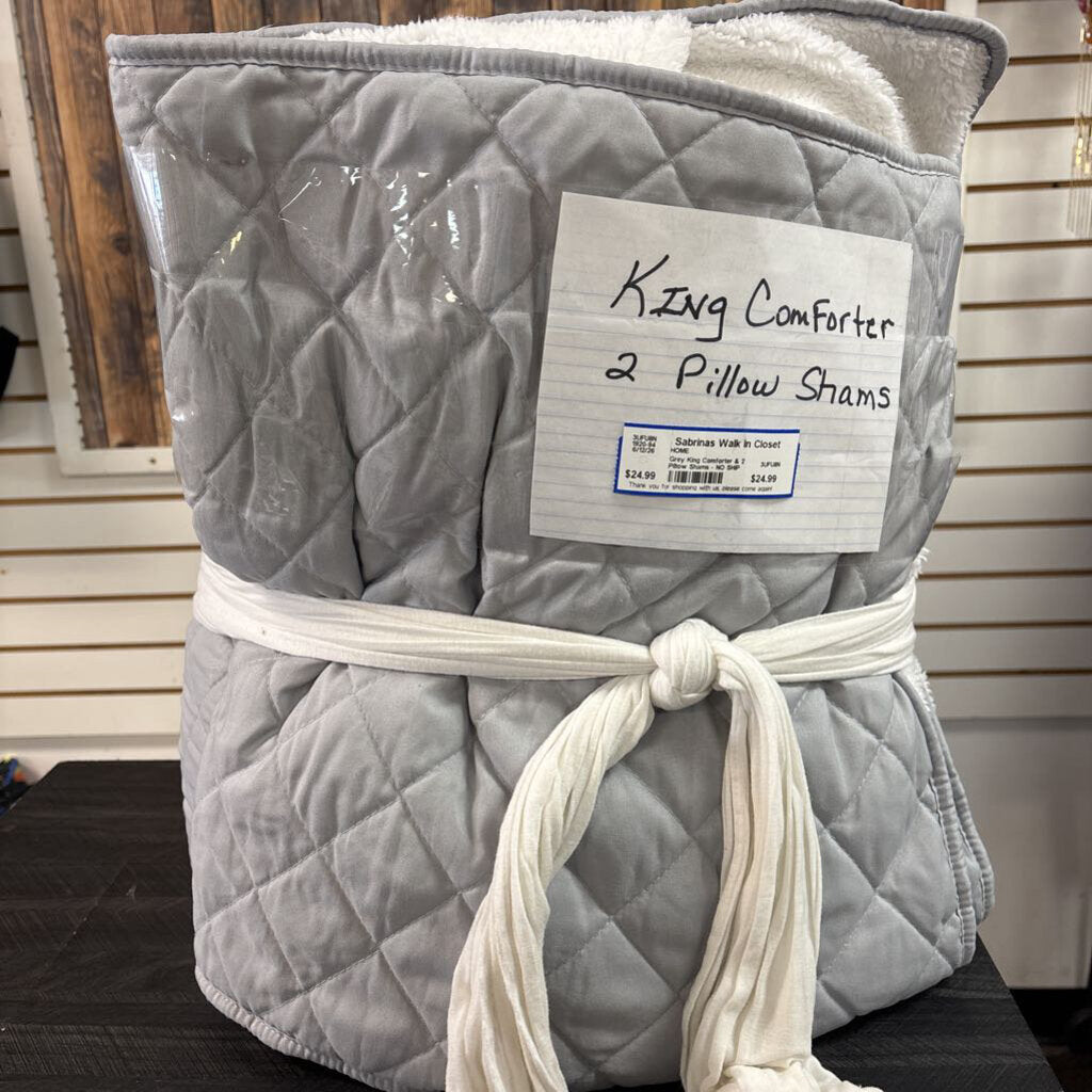 Grey King Comforter & 2 Pillow Shams - NO SHIP