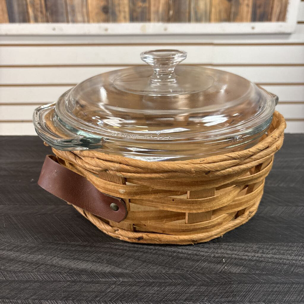 Corningware Glass Dish w/ Basket - NO SHIP - 11x5