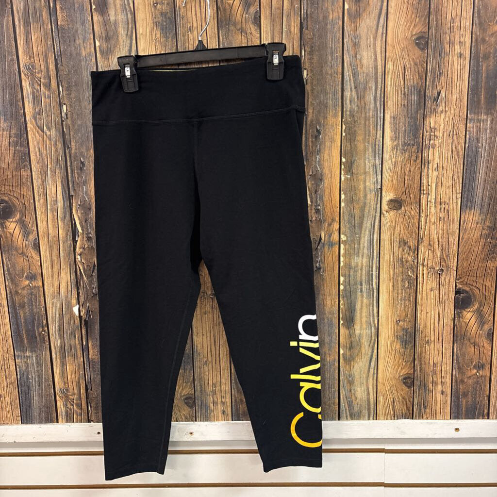 Calvin Klein Black with Yellow Leggings, Women's XL