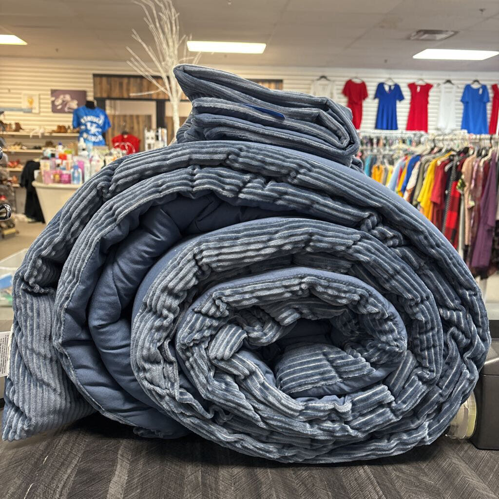 King Size Blue Comforter with Shams