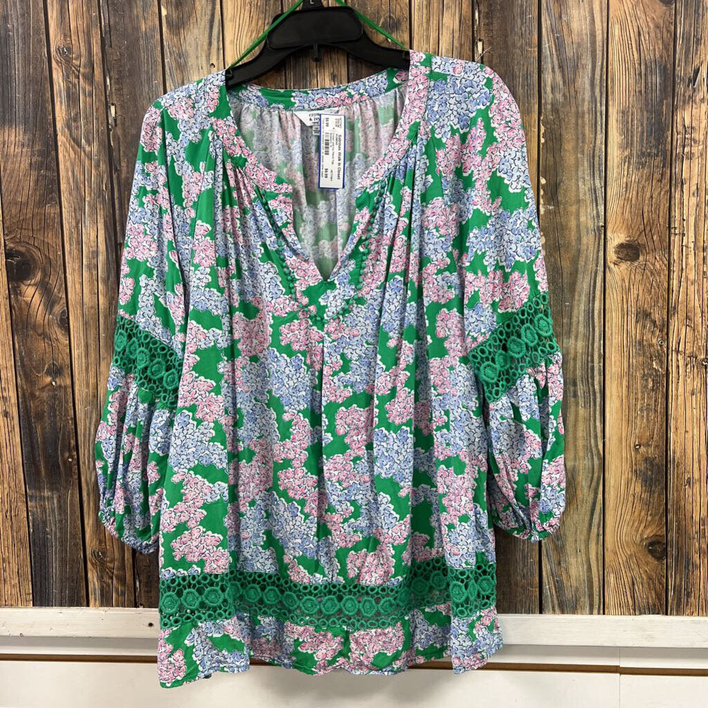 Crown and Ivy Floral Top, Women's 1X