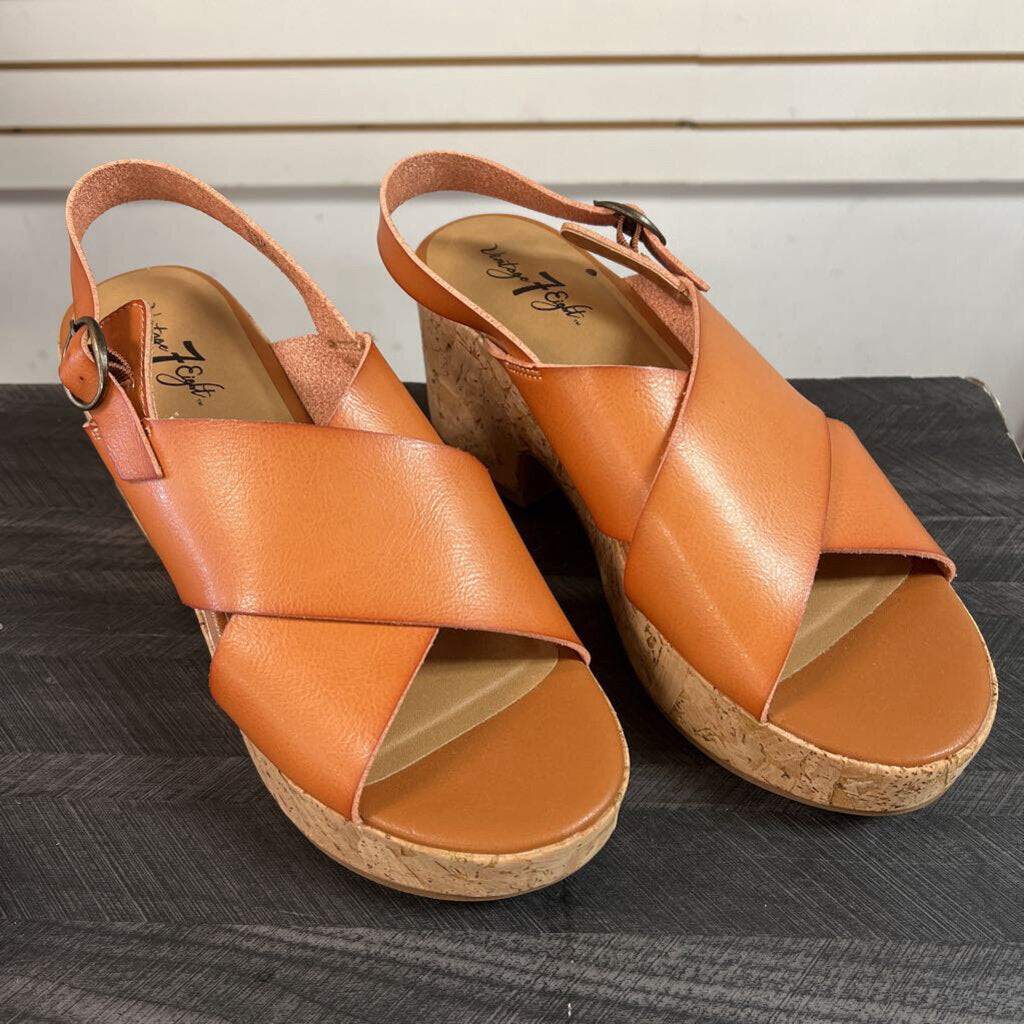 Brown Chunky Heel Sandals, Womens 9.5