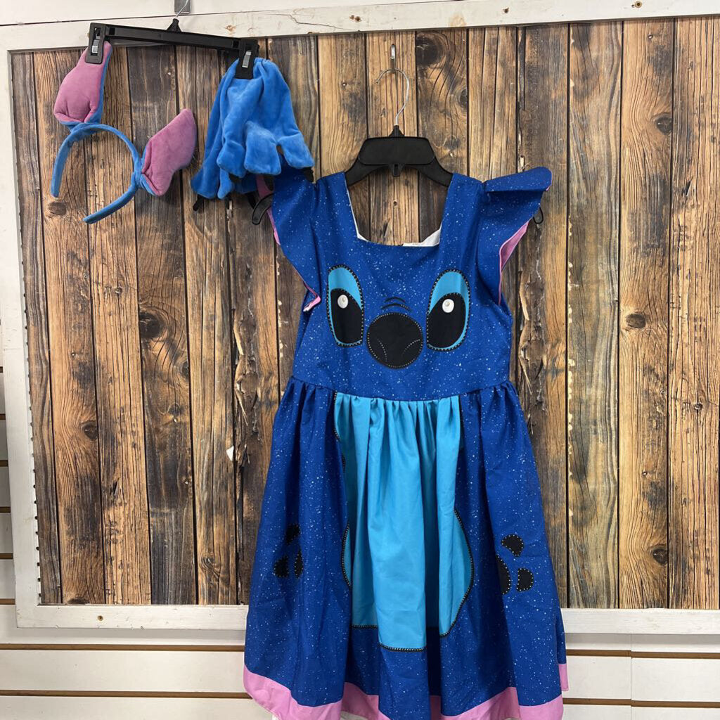 Stitch Costume w/ Headband & 2 Gloves, Girls 8/10