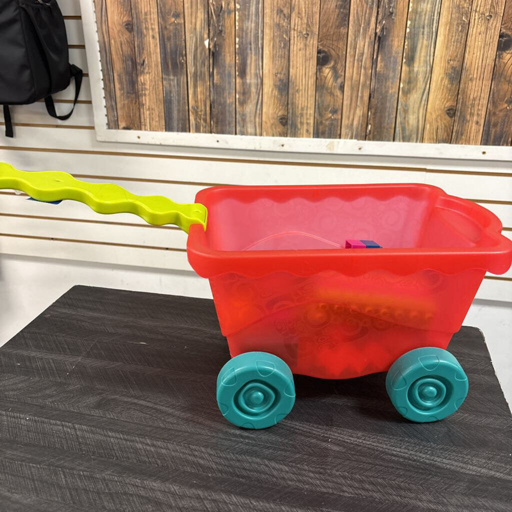 Plastic Wagon w/ Blocks - NO SHIP - 13x9x8