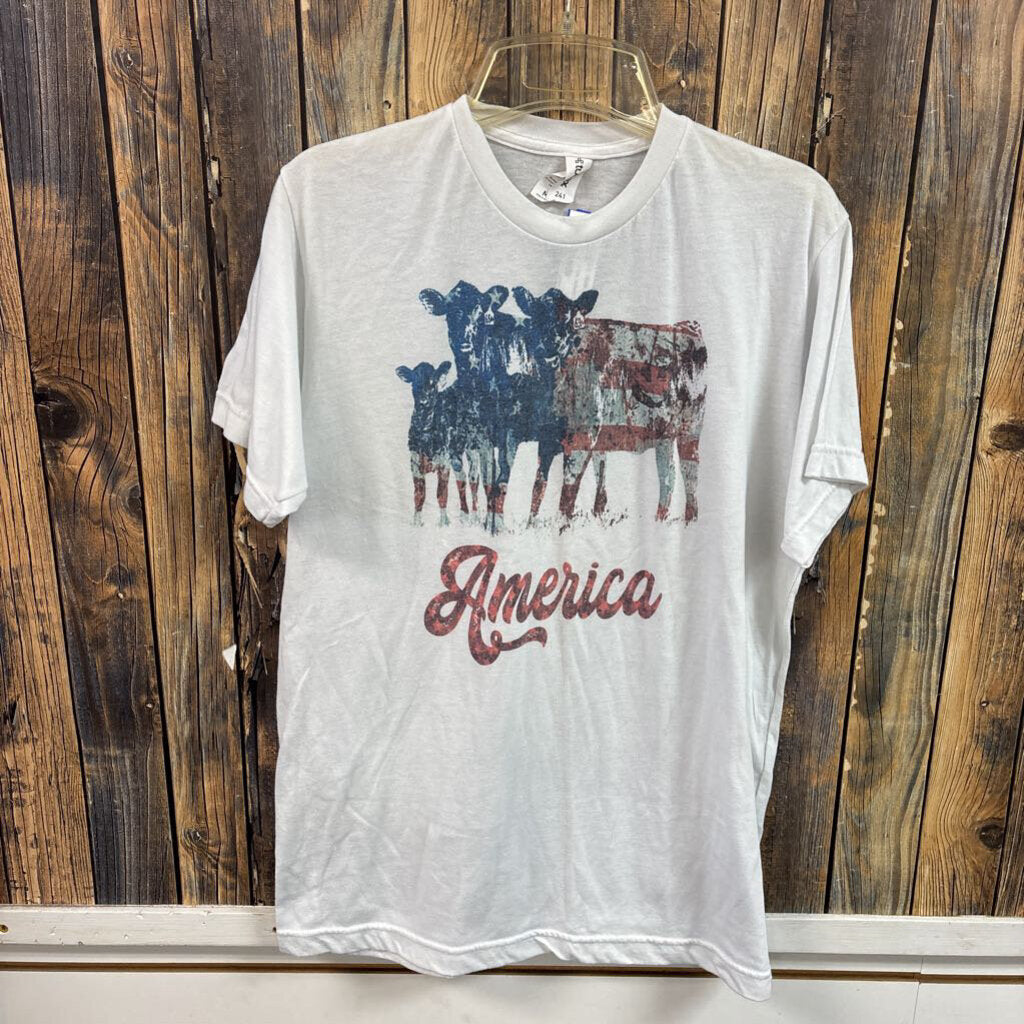 America Cow Tee, Womens M