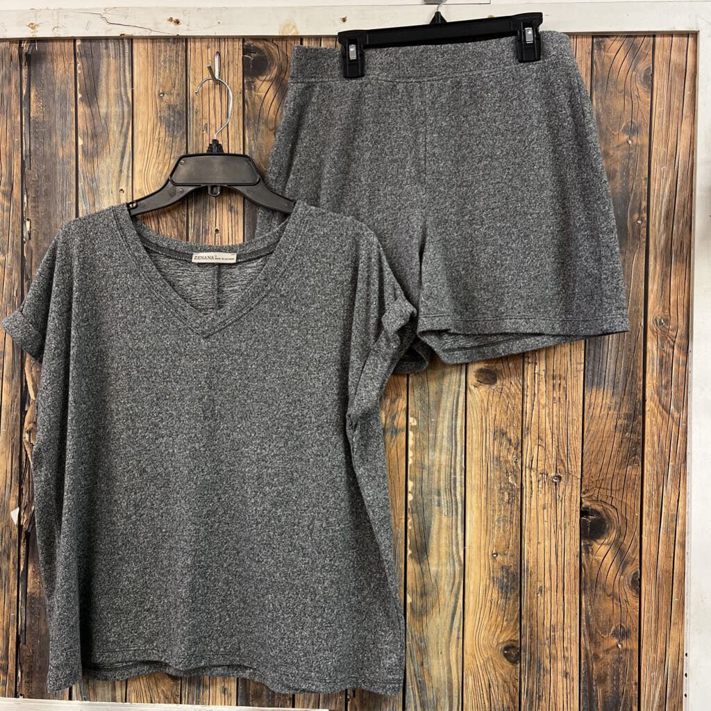 Zenana Grey Soft Lounge Set, Womens S
