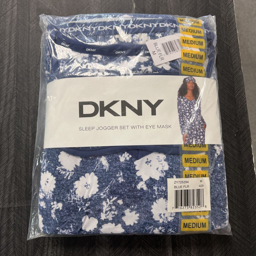 NWT DKNY Womens Sleep Jogger Set w/ Eye Mask, Medium