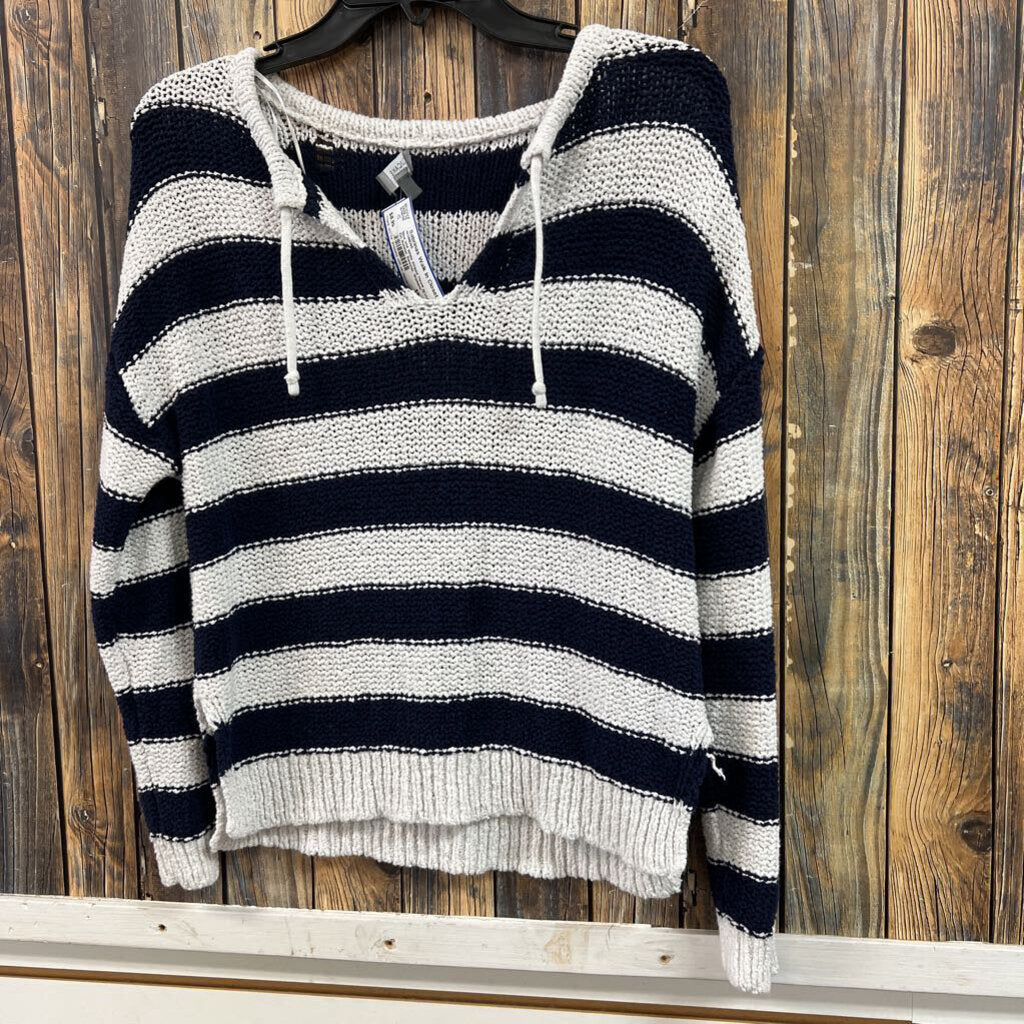 Blue and White Striped Throw On Summer Sweater, Womens XS