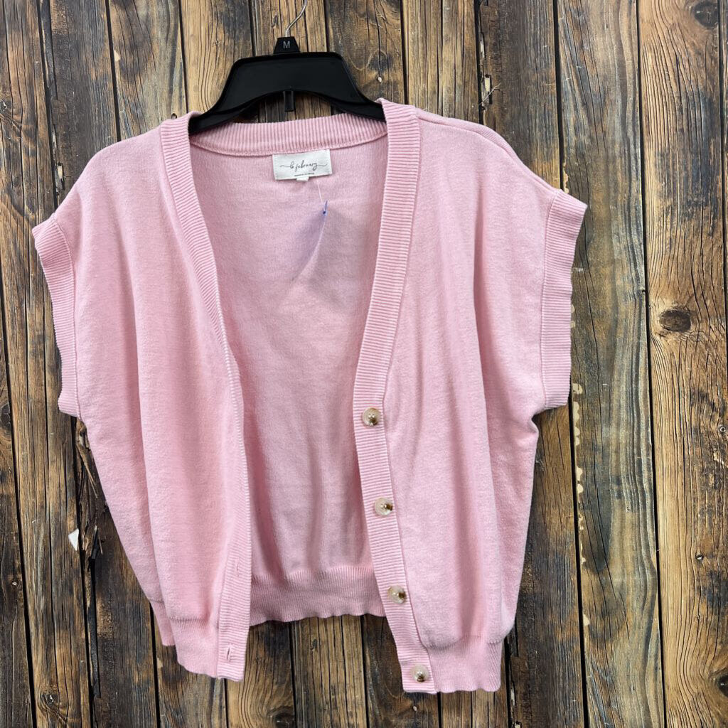 Pink Short Sleeve Cardigan, Womens Small