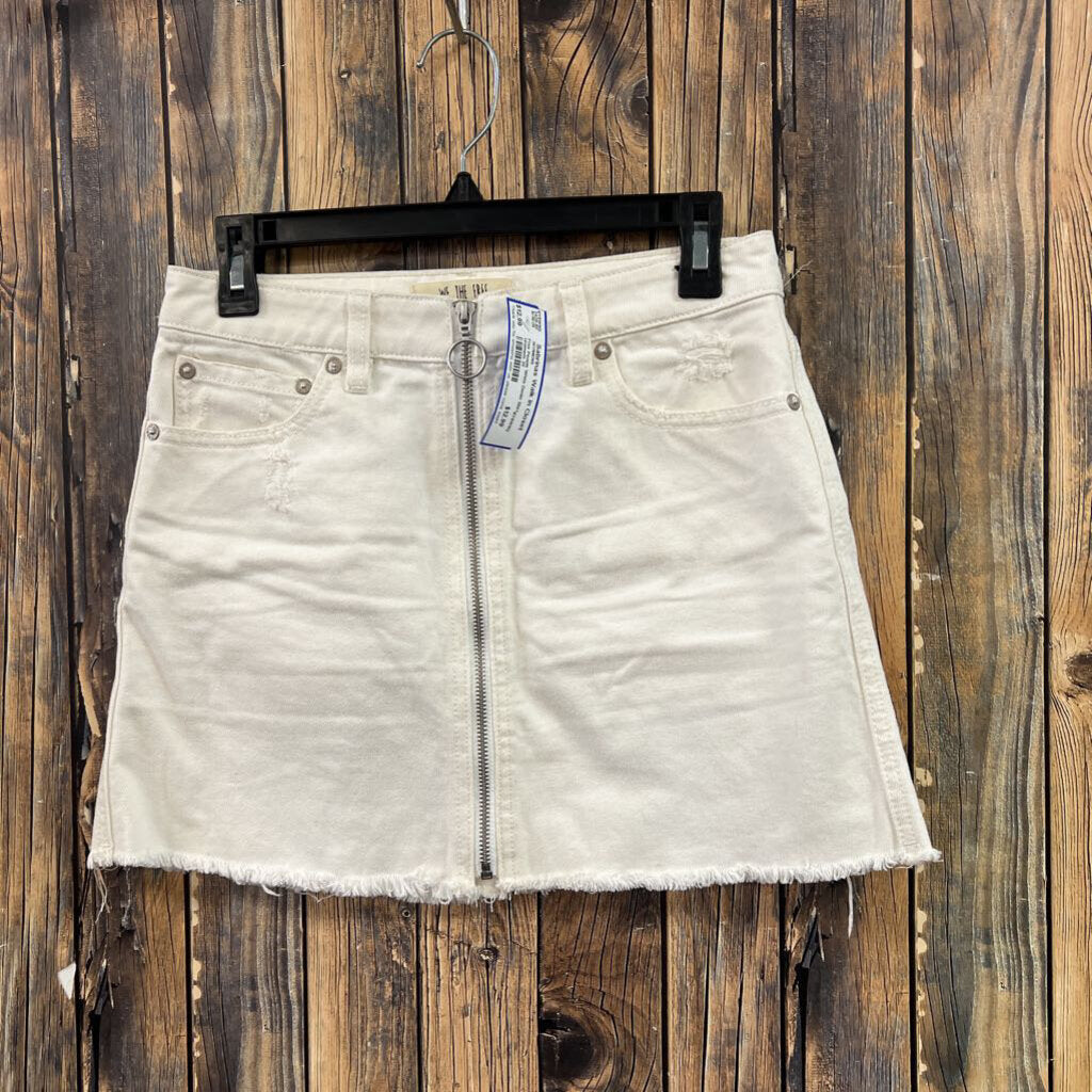 Free People White Denim Skirt, Womens 25