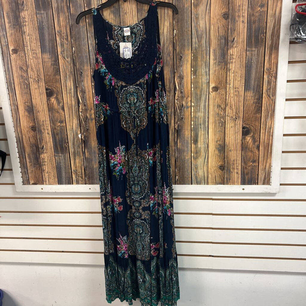 NWT Bila Navy Pattern Dress, Womens L