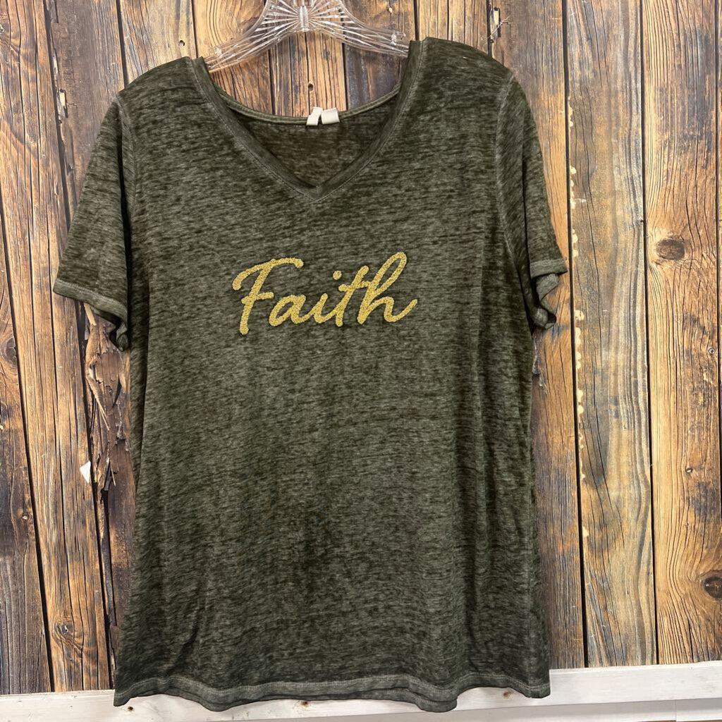 Catos Green Marled Faith Tee, Womens L