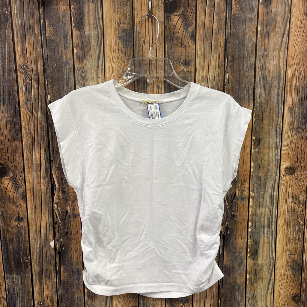 Madewell White Cinch Side Top, Womens M