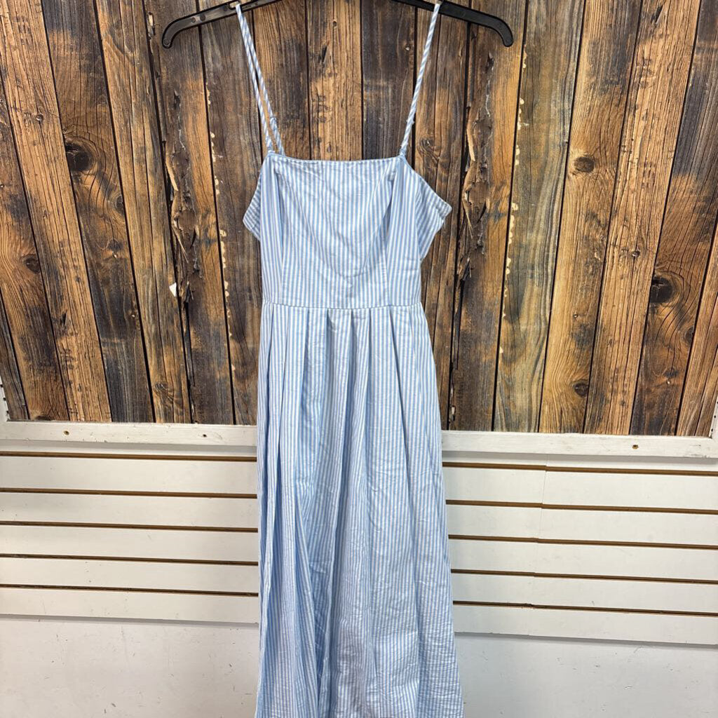 Blue/White Stripe Belted Dress, Womens 4