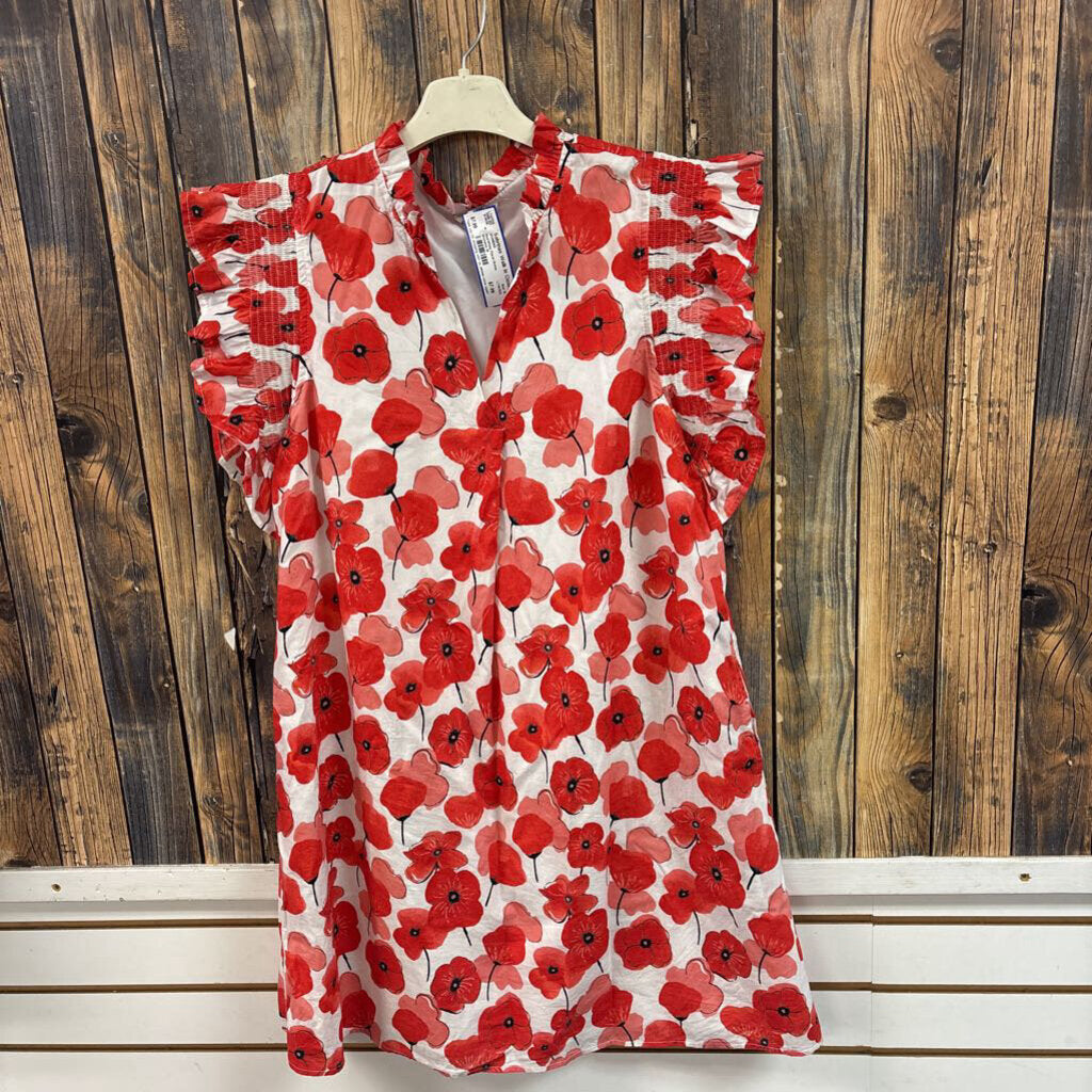 Red/White Floral Dress, Womens M