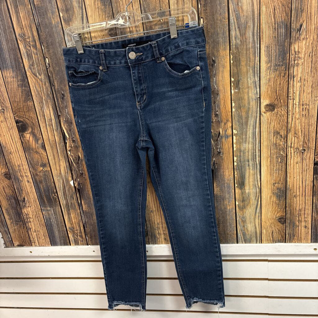 Harper Dark Wash Raw Hem Jeans, Womens 30