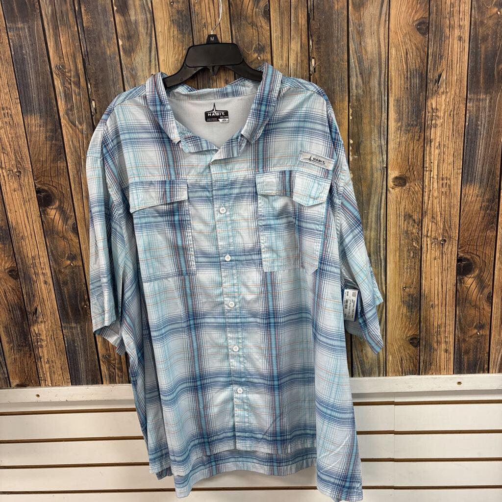 Habit Blue Plaid Top (1), Mens 4X