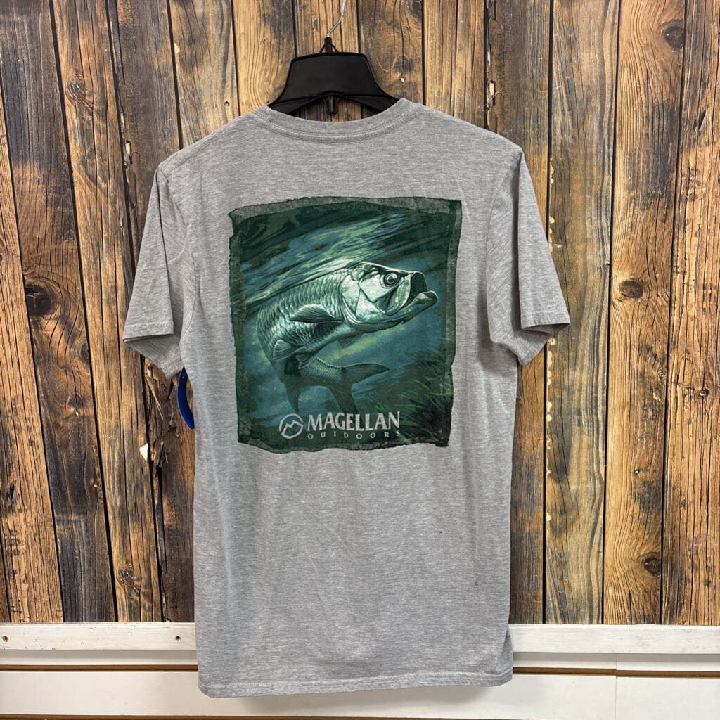 Magellan Grey Fish Tee, Mens M