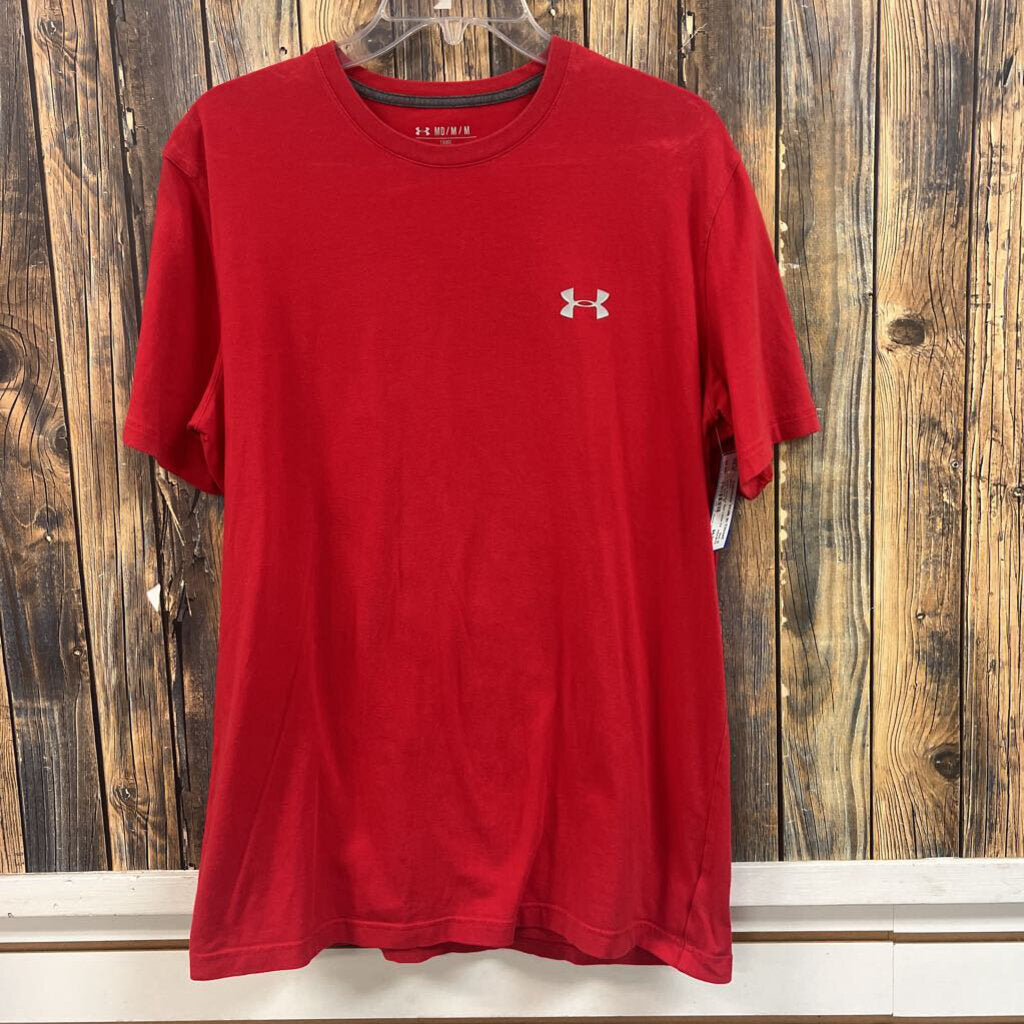 Under Armour Red Loose Fit Tee, Mens M