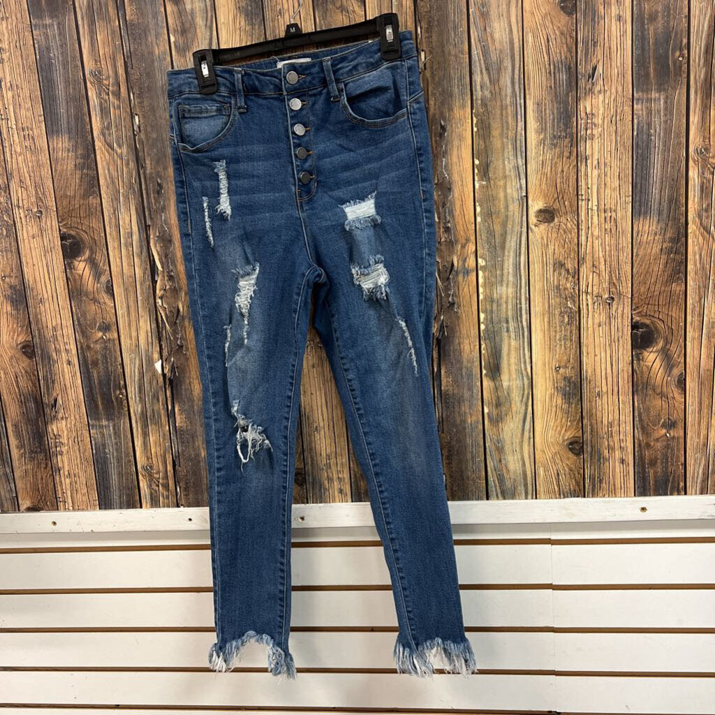 Black Label Distressed Jeans, Womens 11