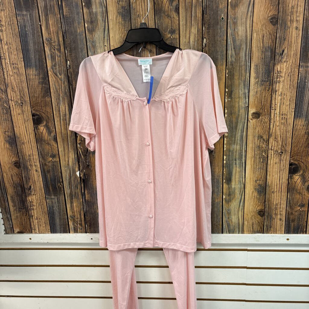 Vanity Fair Pink Silky PJ Set, Womens L