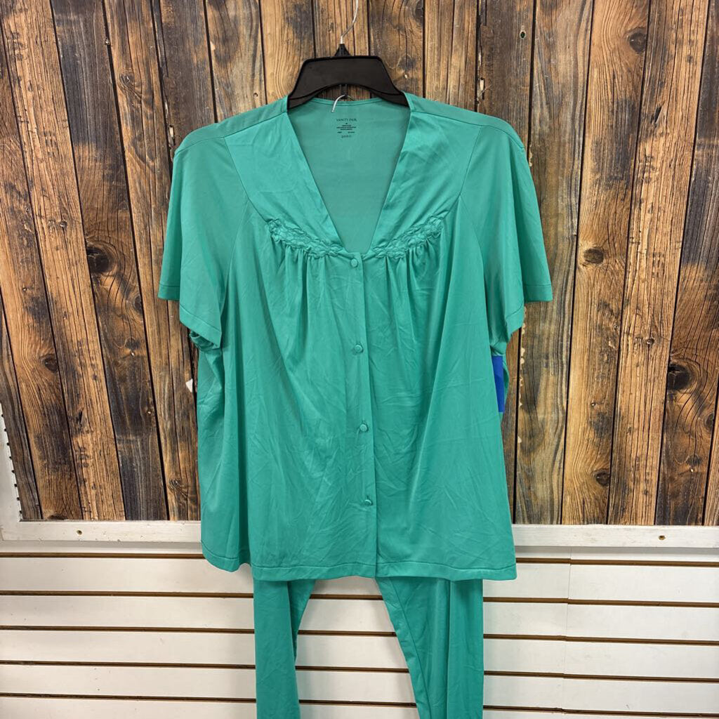 Vanity Fair Green Silky PJ Set, Womens 2X
