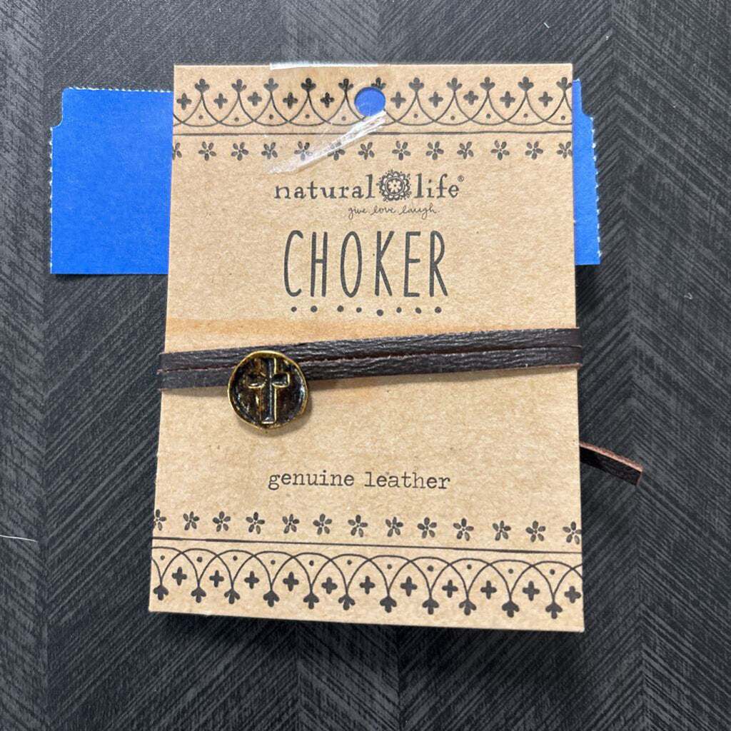 Leather Cross Choker