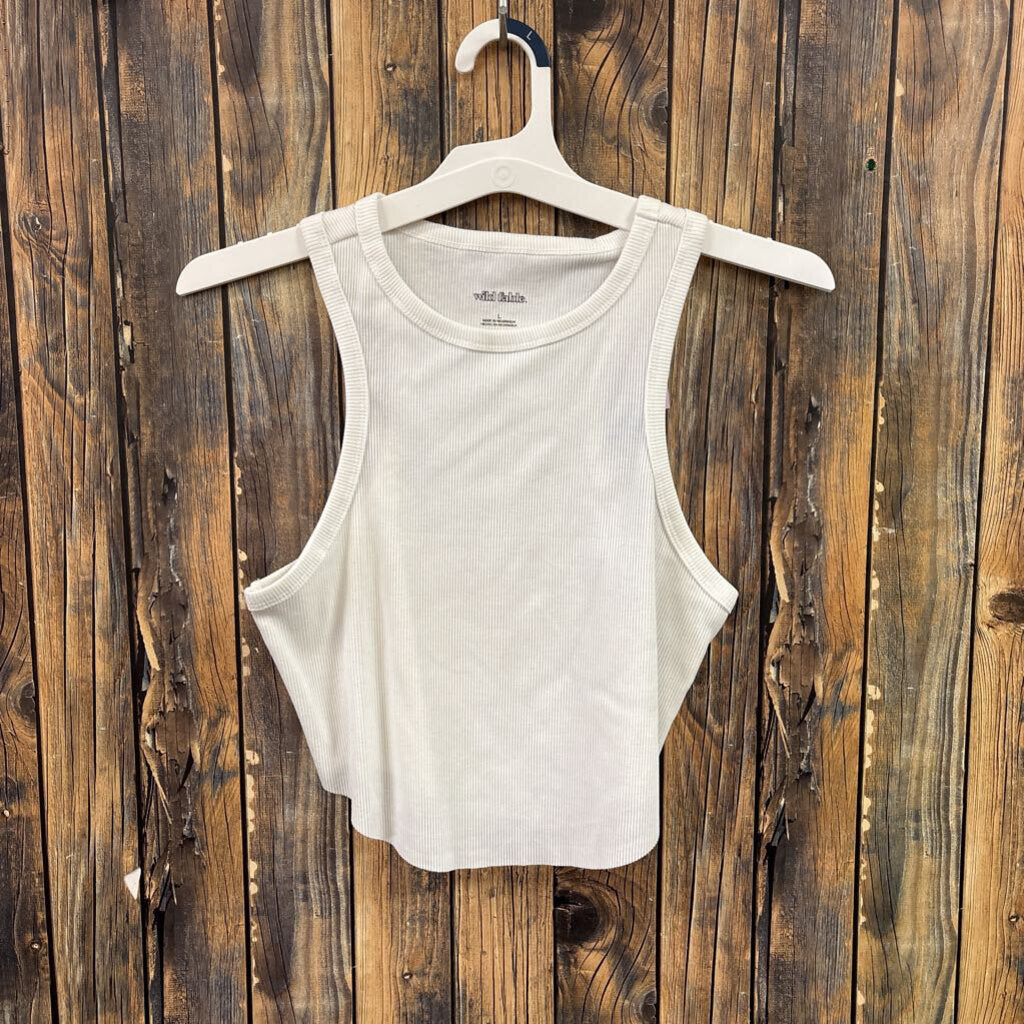 NWT White Ribbed Tank, Womens L