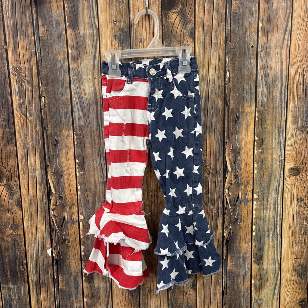 Patriotic Ruffle Flare Jeans, Girls 3T
