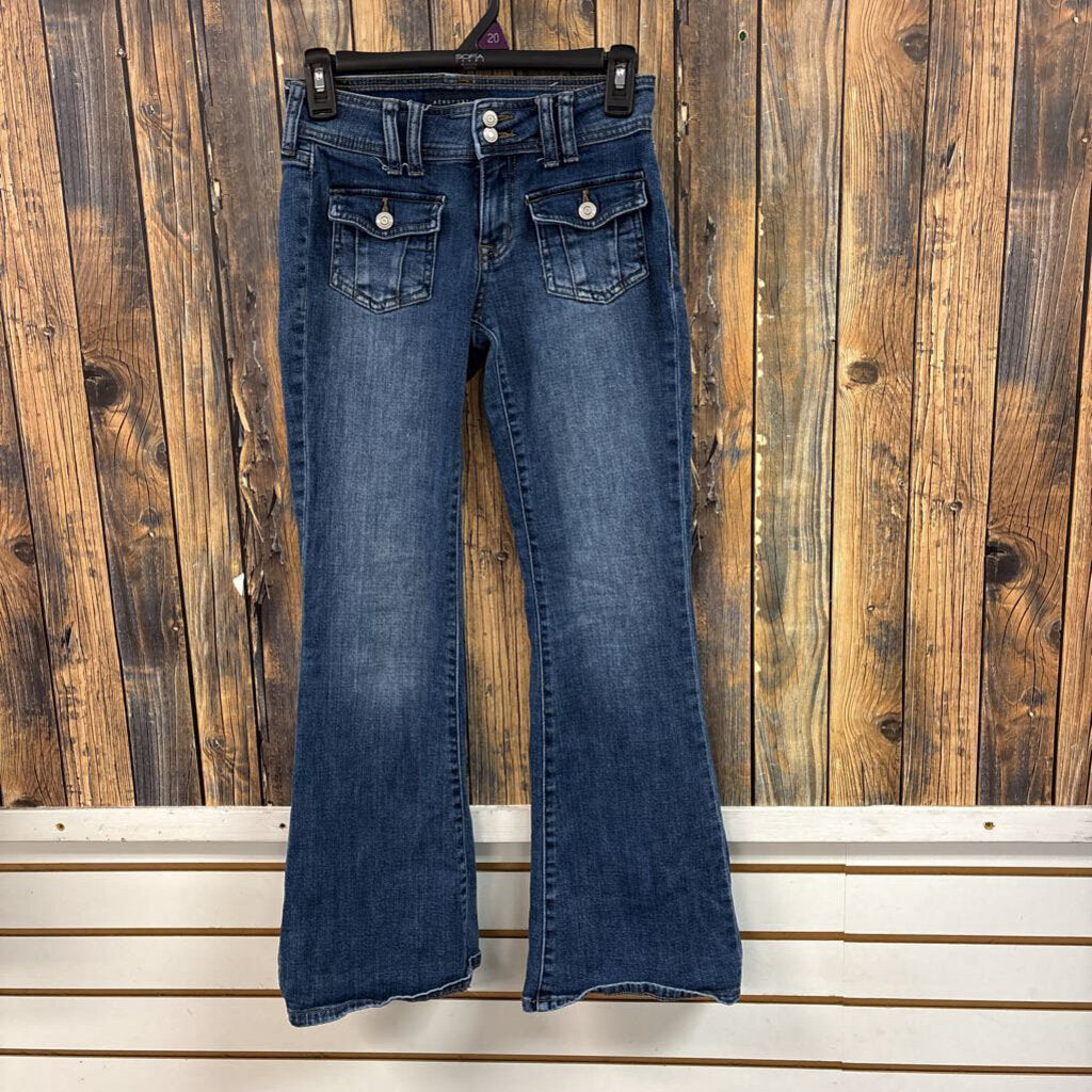Aeropostale Low Rise Flare Jeans, Womens 0 Short