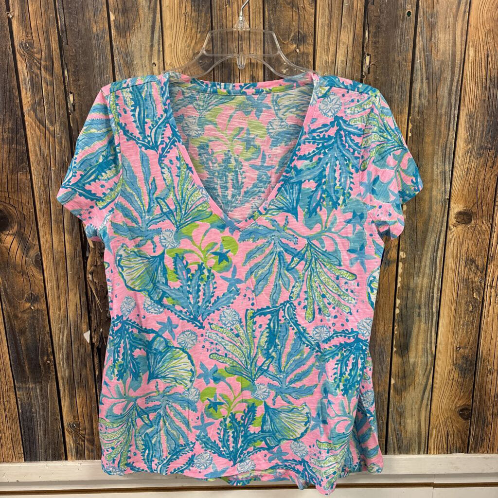 Lilly Pulitzer Blue/Pink Top, Womens L
