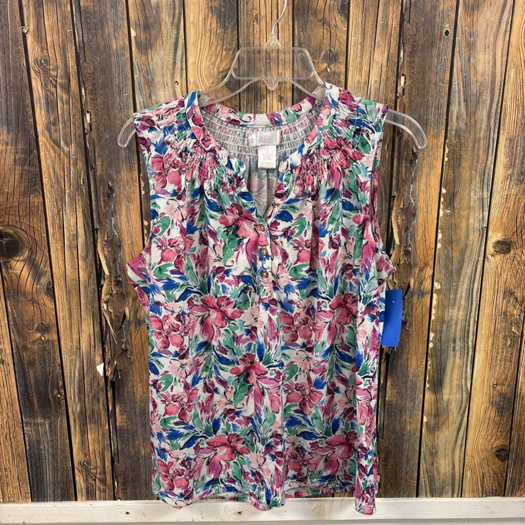 Stella Parker Floral Tank, Womens L
