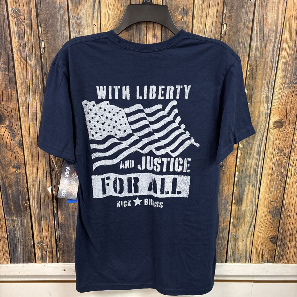 NWT Kick Brass Navy Tee, Mens M