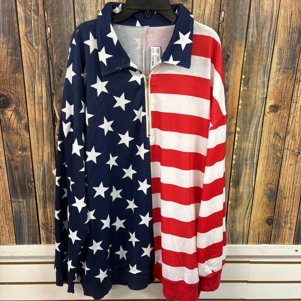 Patriotic Quarter Zip, Womens Xl