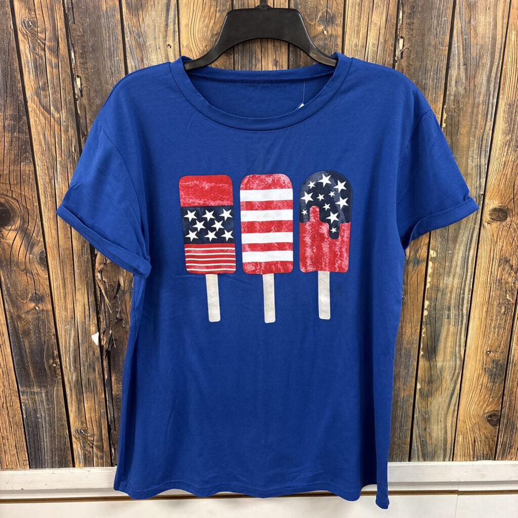 Patriotic Popsicle Shirt, Womens XL