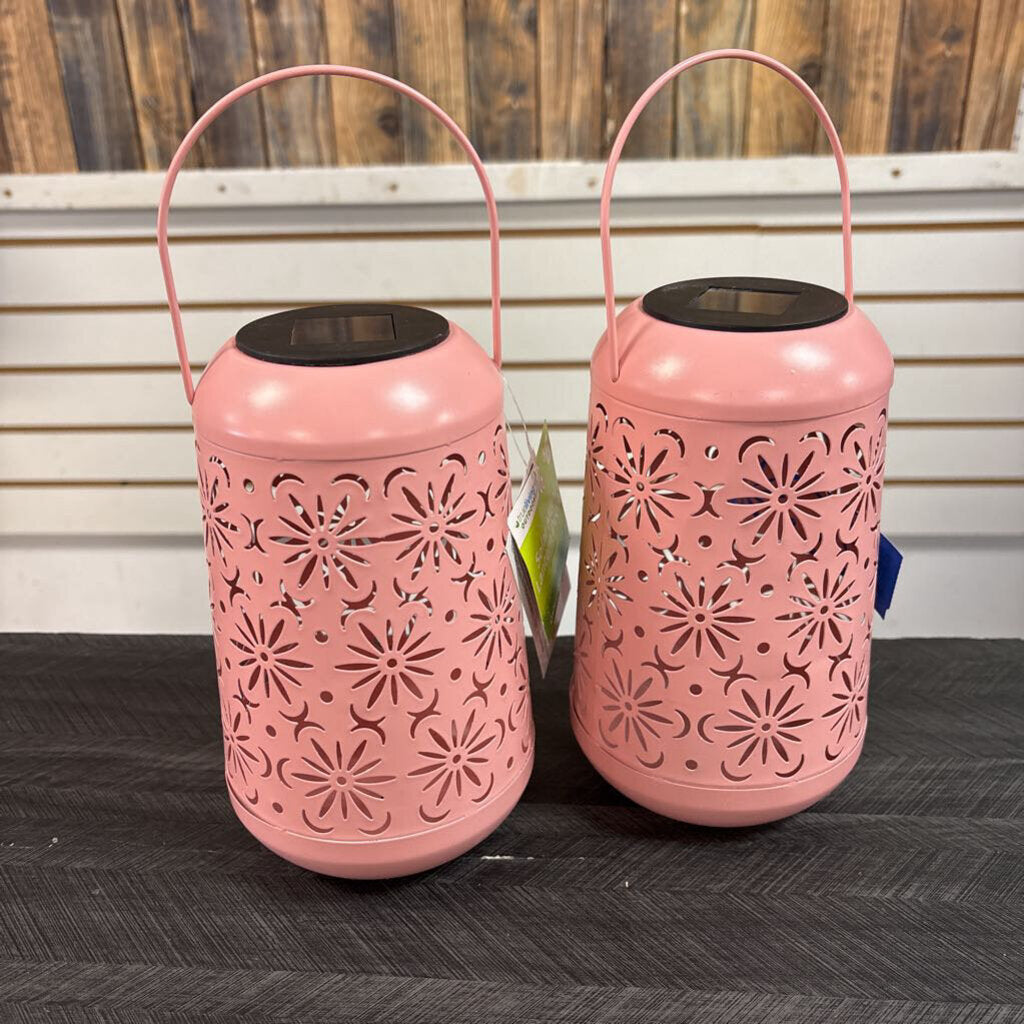 Solar Metal Lantern Set, 2 Pc