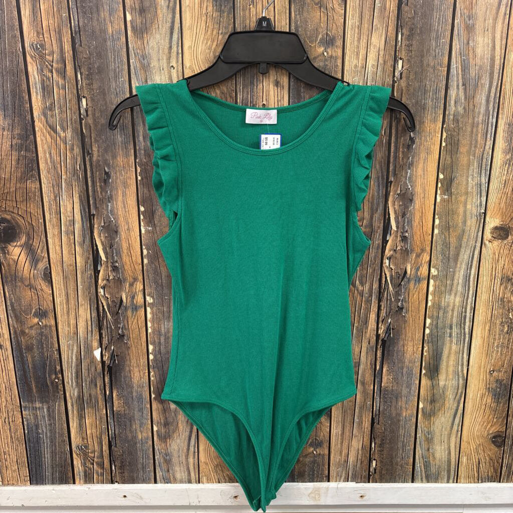 Pink Lily Green Bodysuit, Womens M