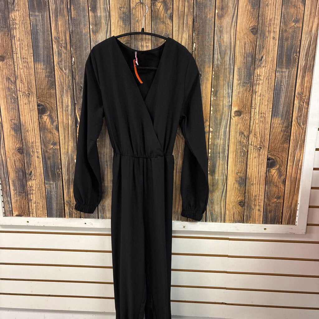 Pink Lily Black Romper, Womens S