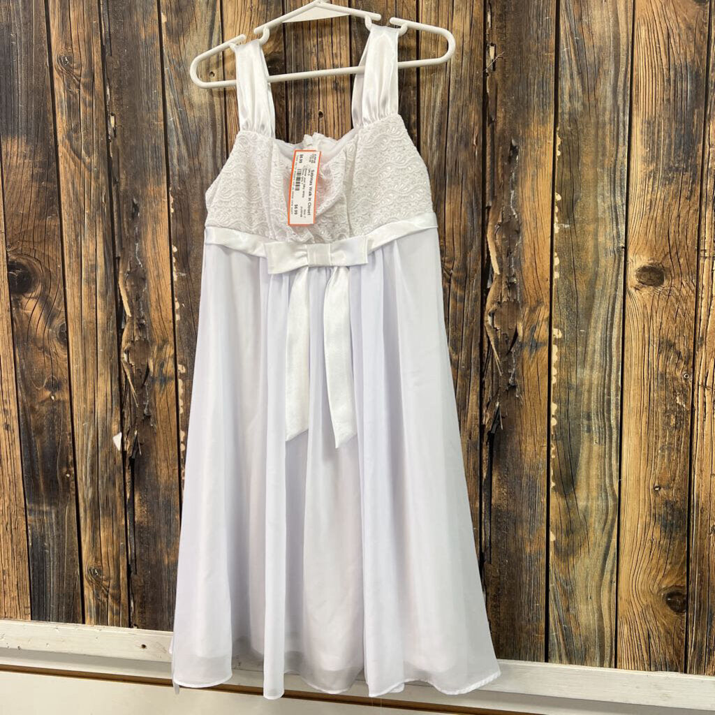 Bonnie Jean Silky White Dress, Girls 7