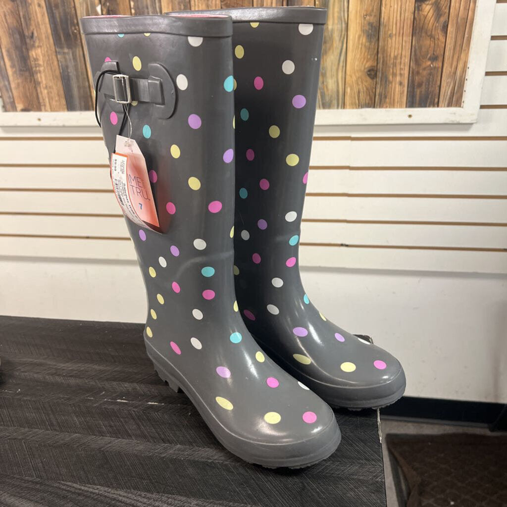 NWT Polka Dot Rain Boots, Womens 7