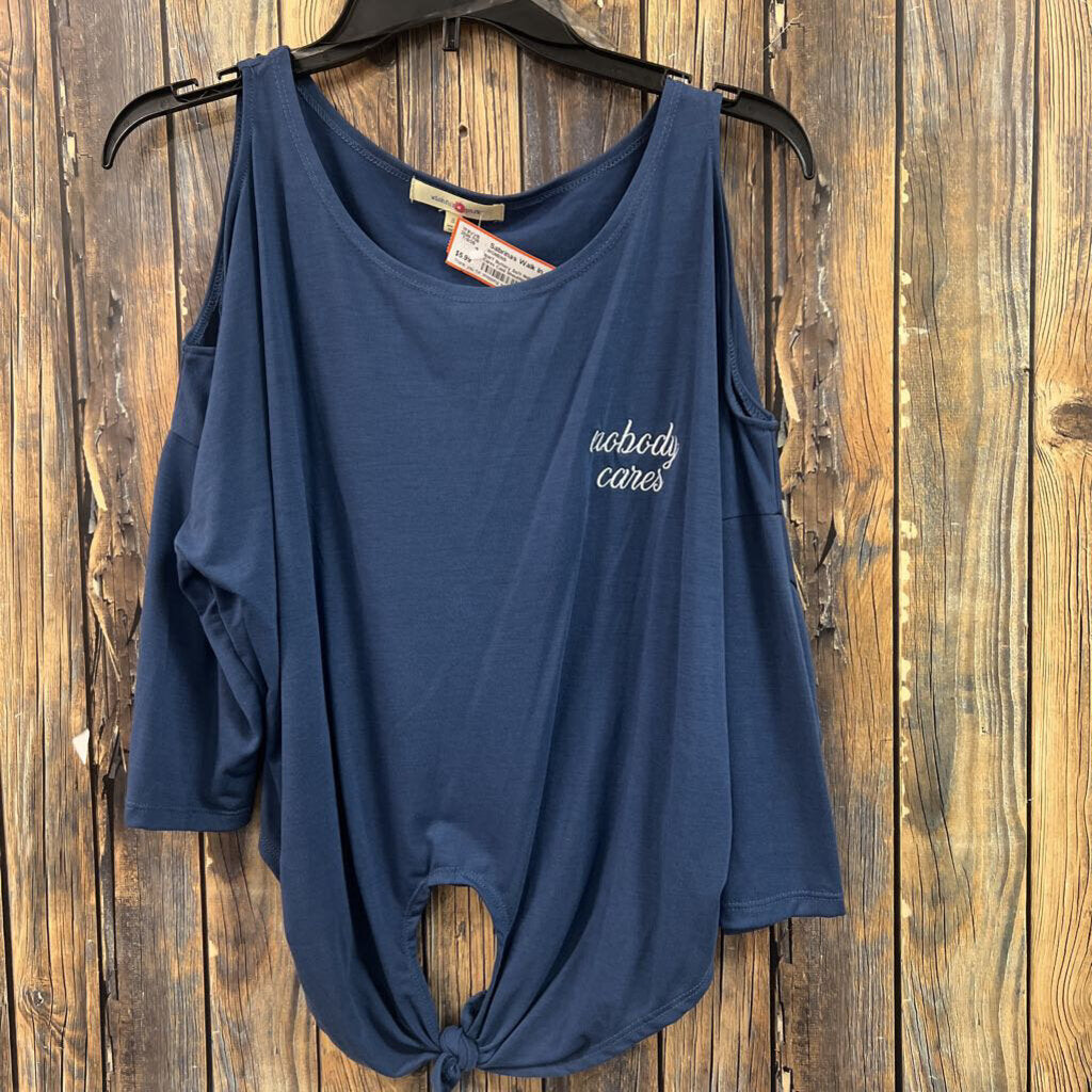 NWT Buttery Soft Nobody Cares Cold Shoulder Top, Womens S
