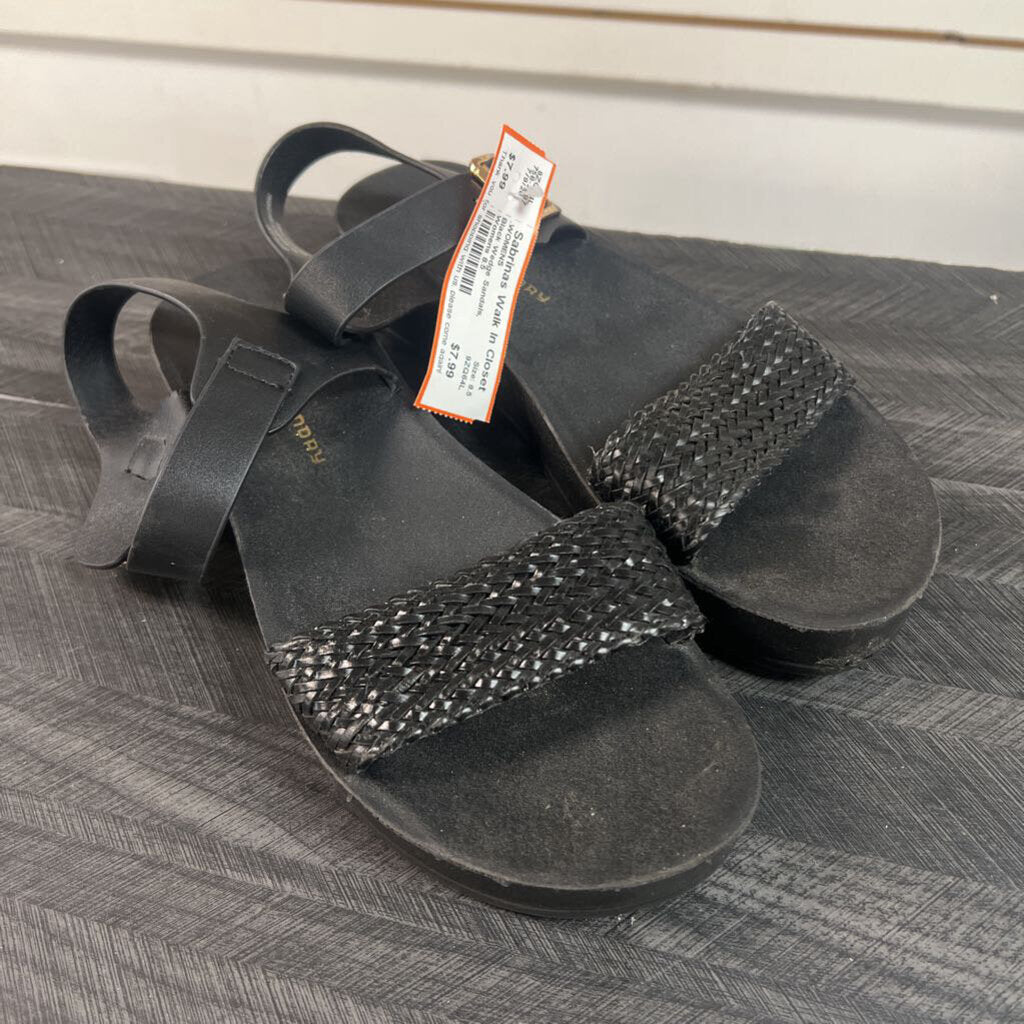Black Wedge Sandals, Womens 8.5
