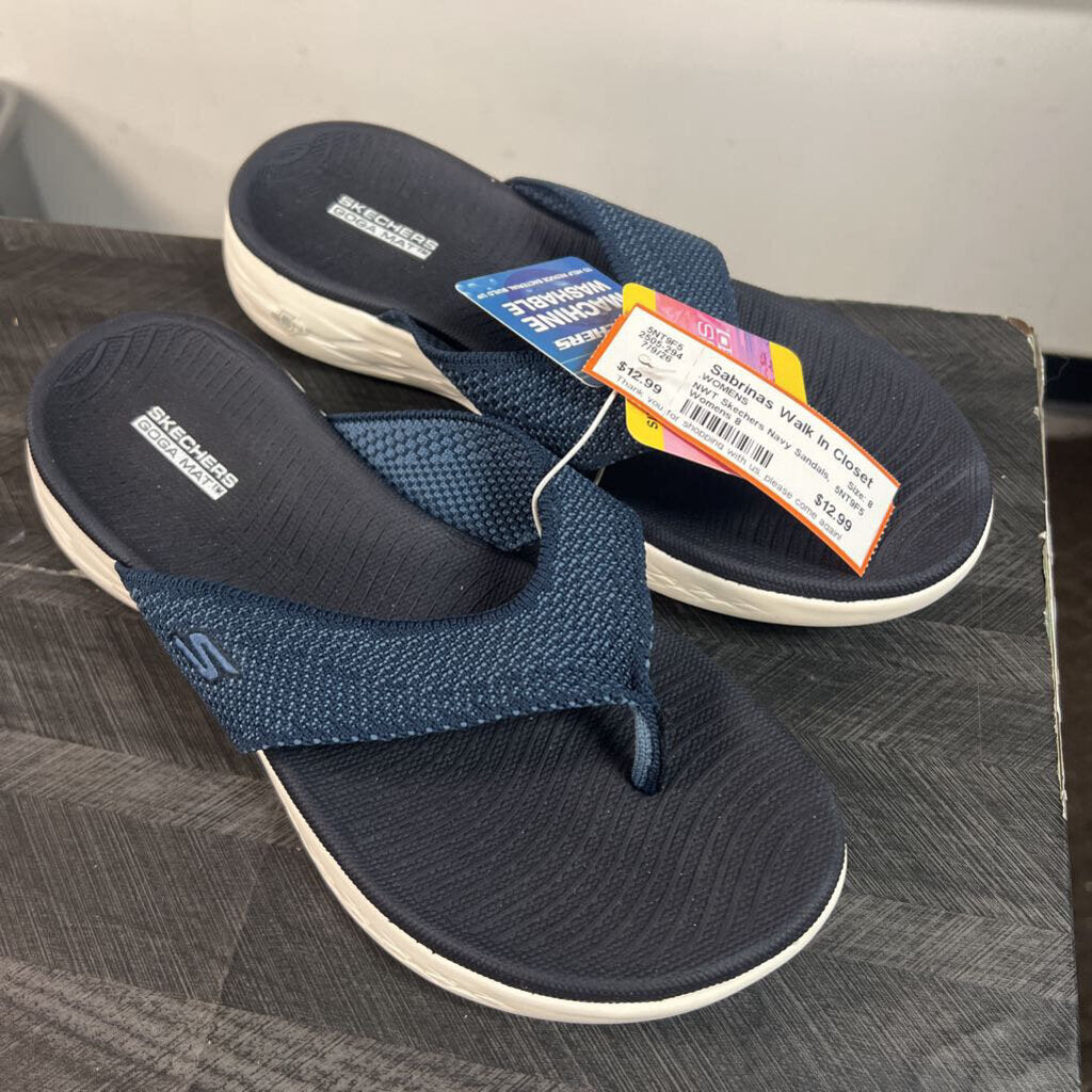 NWT Skechers Navy Sandals, Womens 8